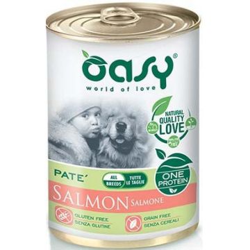 OASY ONE Conservă monoprot. pentru câini, Ad. Medium/Large, Pate cu Somon 400g
