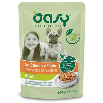 OASY Plic hrană umedă pentru câini Adult, cu Somon şi Cartofi 100g