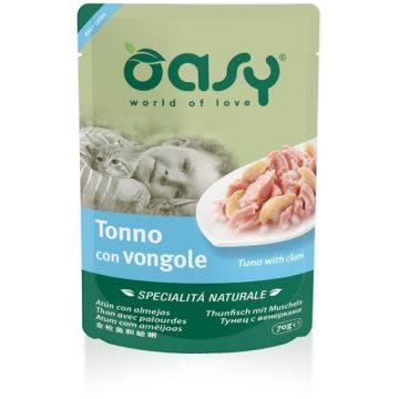OASY Plic hrană umedă pentru pisici, File de Ton şi Scoici, în sos 70g