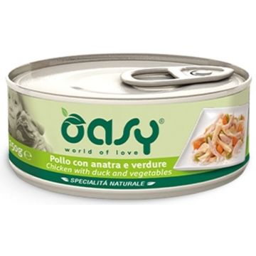 OASY Specialita' Naturali Conservă pentru câini, cu Pui, Raţă şi Legume 150g