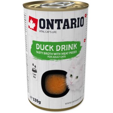ONTARIO Conservă pentru pisici adulte, Supă cu bucăţi de Raţă 135g