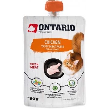 ONTARIO Pastă pentru pisici adulte, carne proaspătă de Pui 90g