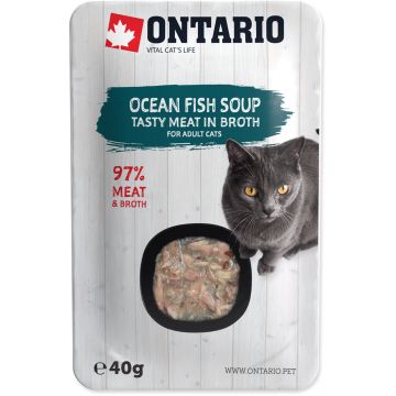ONTARIO Plic pentru pisici adulte, Supă cu Peşte Oceanic şi Legume 40g