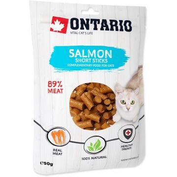 ONTARIO Recompensă pentru pisici adulte, Mini Sticks cu Somon 50g