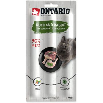 ONTARIO Recompensă pentru pisici adulte, Stick Raţă şi Iepure 3x5g
