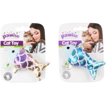PAWISE Fishing Life Jucărie pentru pisici, Peşte de pluş 10cm