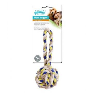 PAWISE Jucărie pentru câini Floss Tugger Minge cu mâner din bumbac, 23cm