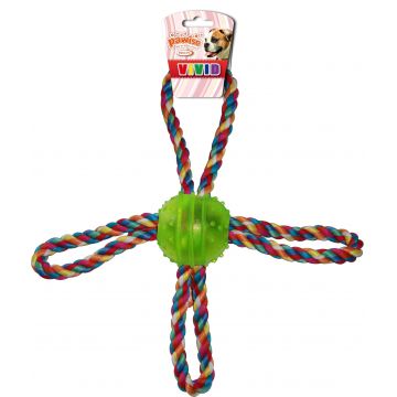 PAWISE Jucărie pentru câini Minge cauciuc TPR, mâner sfoară, 26cm