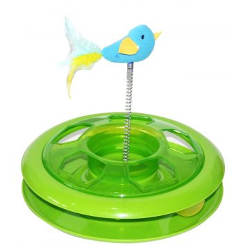 PAWISE Jucărie pentru pisici Sens Giratoriu cu Pasăre pe arc,diverse culori,26cm