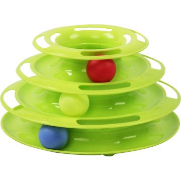 PAWISE Jucărie pentru pisici Track Tower, Verde, 23x23x4cm