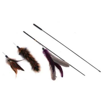 PAWISE Jucărie pentru pisici Undiţă cu băţ prelungire şi 3 capete diferite, 95cm