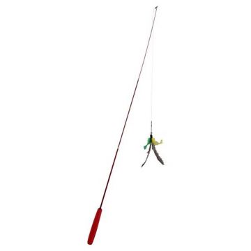 PAWISE Jucărie pentru pisici Undiţă Telescopică, cu Pene 90cm