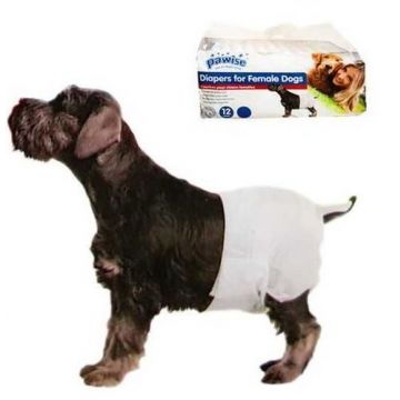 PAWISE Scutece pentru căţele, negru, 12buc/set