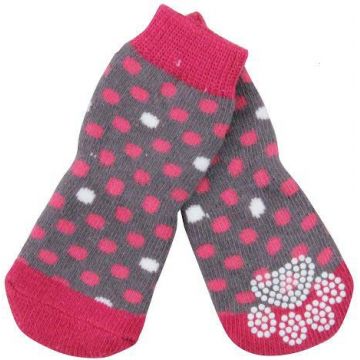 PAWISE Şosete pentru câini, antialunecare cu buline, 4 bucăţi