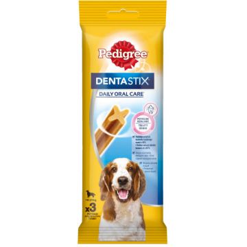 PEDIGREE Delicii pentru câini DentaStix Talie Medie (10-25kg), 3 buc, 77g