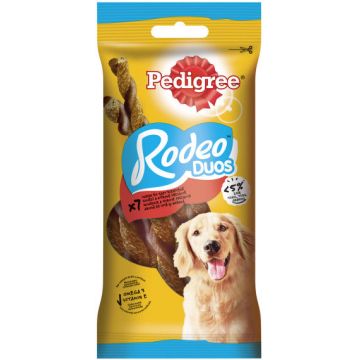 PEDIGREE Delicii pentru caini Rodeo Duos, cu  Vită şi brânză 123g