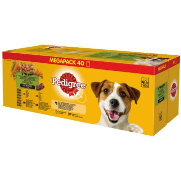 PEDIGREE Pachet plicuri cu Pui, Miel, Pasăre şi Vită 40x100g