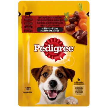 PEDIGREE Plic hrană umedă pt câini Adult, cu Vită şi Miel în sos 100g