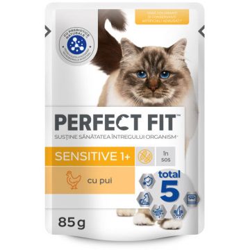 PERFECT FIT Hrană umedă cu Pui în sos pentru pisici sensibile 85g