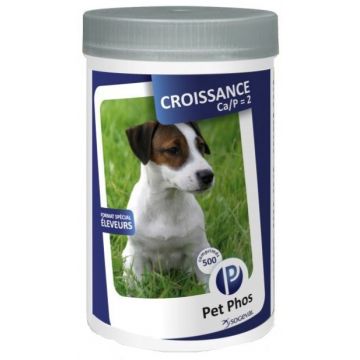 PET PHOS Croissance Ca/P2 Supliment vitamino-mineral pentru câini, 100 tablete