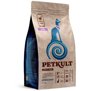 PETKULT Adult Care STERILISED pentru pisici, conţinut ridicat de Raţă