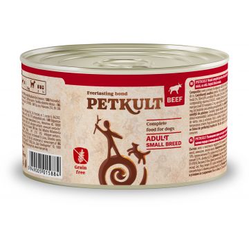 PETKULT Conservă pentru câini de talie mică, cu Vită 185g