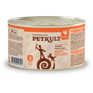 PETKULT Conservă pentru câini de talie mică, Curcan 185g