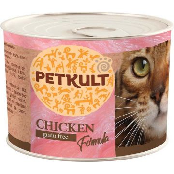 PETKULT Conservă pentru pisici, cu Pui 185g