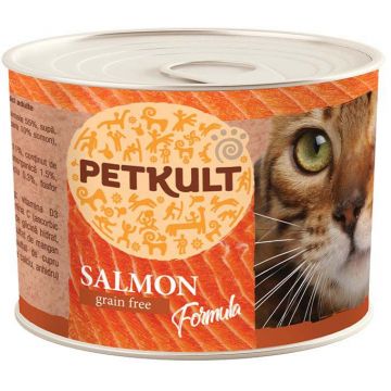 PETKULT Conservă pentru pisici, cu Somon 185g