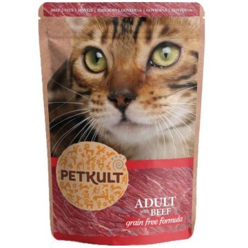PETKULT Plic pentru pisici, cu Vită 100g