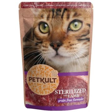 PETKULT Plic pentru pisici sterilizate, cu Miel 100g