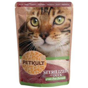 PETKULT Plic pentru pisici sterilizate, cu Raţă 100g