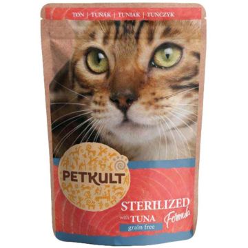 PETKULT Plic pentru pisici sterilizate, cu Ton 100g