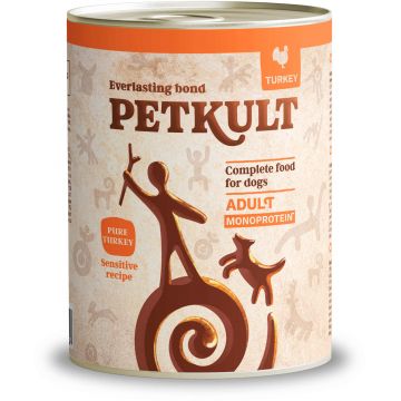 PETKULT Sensitive Conservă pentru câini, Curcan şi Cartof 800g