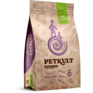 PETKULT Sensitive Low Callories Adult & SENIOR, talie mică, Miel/orez