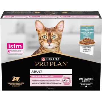 PRO PLAN Delicate Multipack hrană umedă pentru pisici, cu Peşte oceanic 10x85g