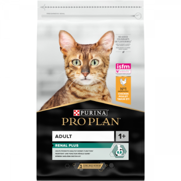 PRO PLAN ® RENAL PLUS Adult 1+, bogat în pui, hrană uscată pentru pisici, 10 kg