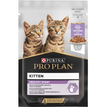 PRO PLAN KITTEN Plic hrană umedă pentru pisici cu Curcan 85g