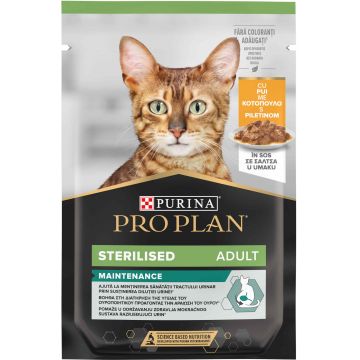 PRO PLAN® STERILISED MAINTENANCE Adult, cu Pui în sos, hrană umedă pentru pisici, 85 g
