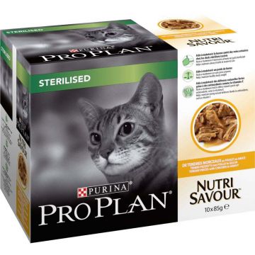 PRO PLAN Sterilised Multipack hrană umedă pentru pisici, cu Pui
