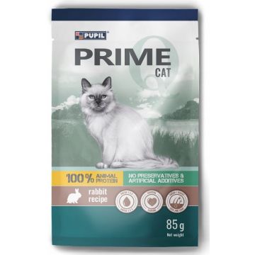 PUPIL PRIME Plic, Hrană umedă pentru pisici, cu Iepure 85g