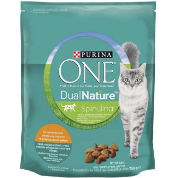 PURINA ONE DUAL NATURE Hrană uscată pt pisici, cu Pui 750g