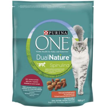 PURINA ONE DUAL NATURE Sterilized Hr uscată pt pisici sterilizate, cu Vită 750g