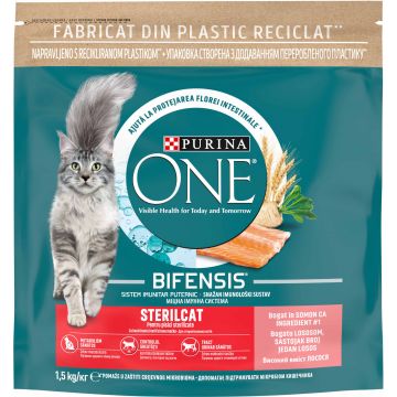 PURINA ONE Hrană uscată pentru pisici Adulte STERILCAT, cu Somon şi Grâu 1,5kg