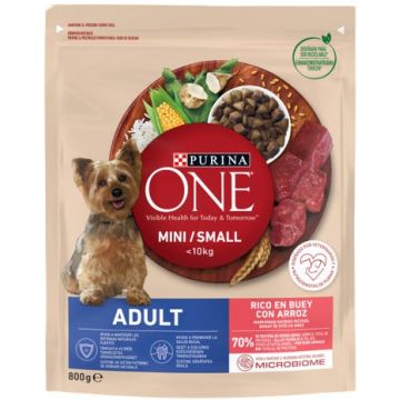 PURINA ONE Mini Hrană uscată pentru câini Vită/Orez 800g