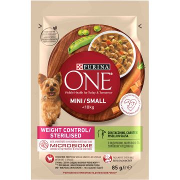 PURINA ONE Mini Plic hrană umeda pentru câini, Curcan/Morcov 85g