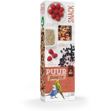 PUUR Pauze Snack pentru peruşi, cu zmeură şi soc, 2 bucăţi 60g