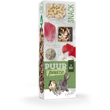 PUUR Pauze Snack pentru rozătoare, cu hibiscus şi caju, 2 bucăţi 110g