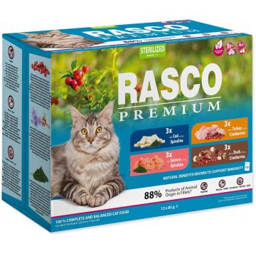RASCO Premium Sterilized Pachet Plicuri pentru pisici adulte 12x85g