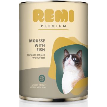 REMI Premium Conservă pentru pisici adulte, Mousse cu Peşte 400g